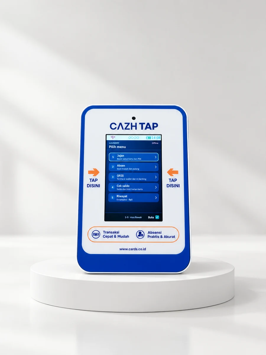 Alat tap CazhTap untuk transaksi kantin dan presensi
